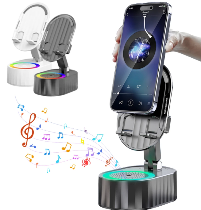 Support de téléphone portable 3 en 1, Power Bank audio, haut-parleur pour appels Bluetooth, bureau rotatif pliable multifonction facile à installer