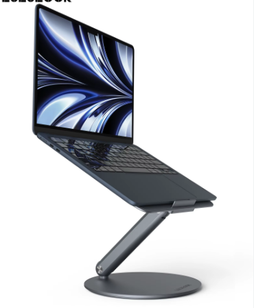 Support Ordinateur Portable avec Base Rotative à 360°, Laptop Stand Pliable en Aluminium Réglable en Hauteur pour le Travail, Rehausseur Ergonomique de PC Portable(10-17") Macbook/Lenovo/HP