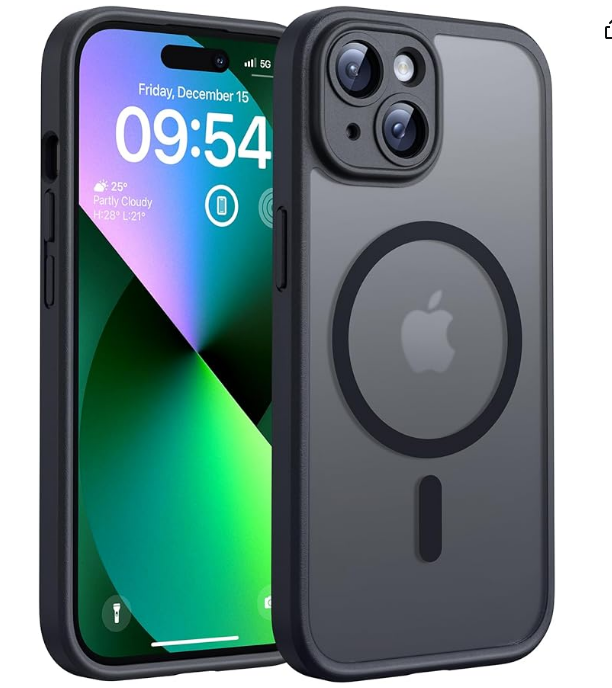 TOCOL Coque Magnétique pour iPhone 13 6,1 Pouces, Compatible avec MagSafe, Protection de l'objectif améliorée, Coque Mat Translucide Fine Antichoc, Noir