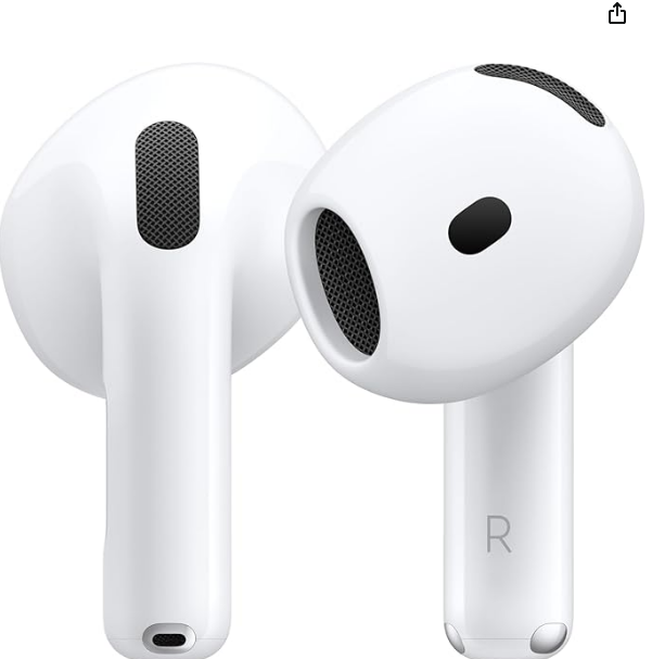 Apple AirPods 4 Écouteurs sans Fil, Casques et écouteurs Bluetooth, Audio Spatial personnalisé, résistance à la Transpiration et l’Eau, boîtier de Charge USB-C, Puce H2, Jusqu’à 24 Heures d’autonomie